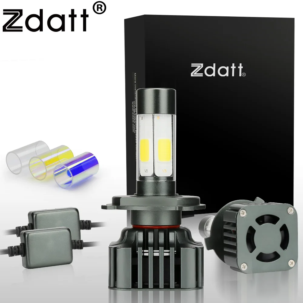Zdatt Super Bright H4 Led Bulb 100W 12000LM Car Led Headlights H7 H8 H9 H11 9005