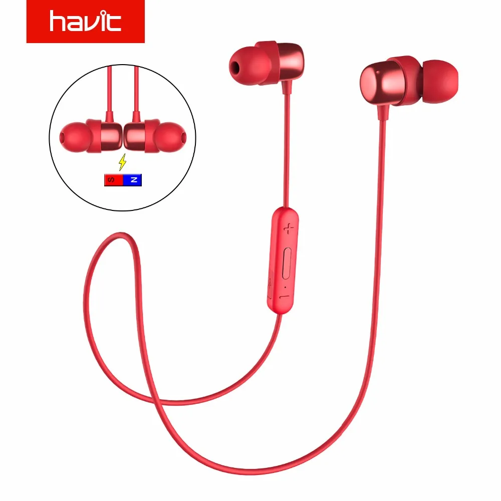 Online Havit Auriculares Bluetooth hakit auriculares deportivos a prueba de sudor IPX5 a prueba de agua V4.2 auriculares magnéticos con micrófono 10 horas de reproducción I39