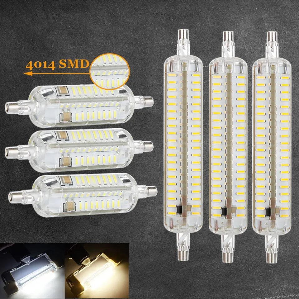 Silicona R7s LED lamparas 110 V 220 V 240 V lámpara de maíz 78mm 118mm Proyectores luz SMD 4014 bombilla 10 W 15 W reemplazar bombillas de halógeno