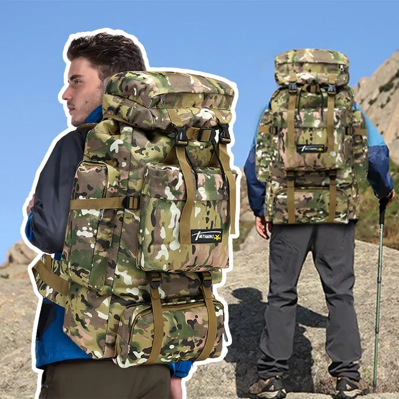  Military Men 70L Tactical Bag Mountaineering Backpack Outdoor Travel Climbing Backpack Waterproof H