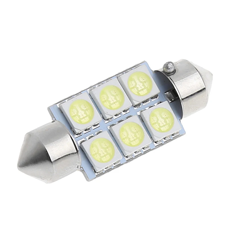 YAM белый 36 мм 6 LED 5050 SMD Автомобильная гирлянда для салона купольная Лампа DC 12V| |
