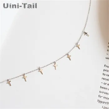 

Uini-Tail 2019 new listing 925 sterling silver cross necklace simple fashion tide flow sense niche design short necklace ED383