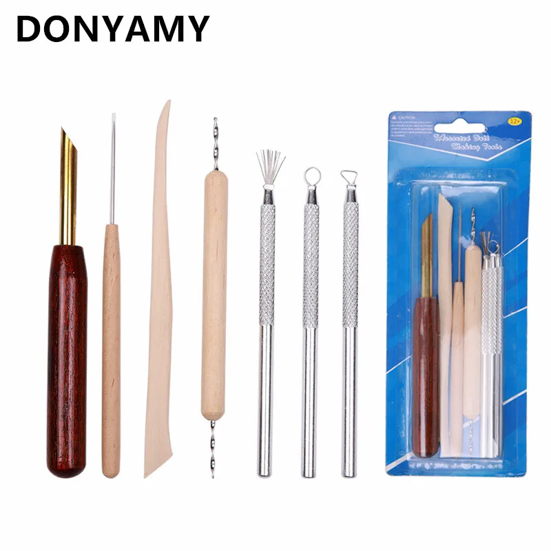 1set Stainless Steel Polymer Clay Sculpture Pin Diy Crafts Brush