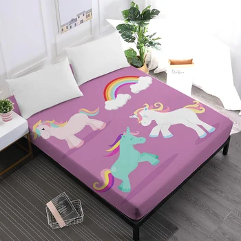 

Unicorn Series Bed Sheet Lovely Cartoon Print Fitted Sheet Deep Pocket Mattress Cover Elastic Band Home Decor D40