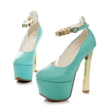 Schnalle 2015 Sexy Hochzeit Kleid Schuhe Frau Mode Sandalen Fetisch Hohe Knöchelriemen Heels Plattform Prom Spitz Braut