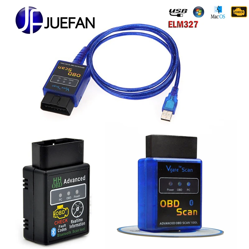 Высокое качество ELM327 Bluetooth с USB OBD2 диагностический инструмент ELM 327 OBD IISupport все