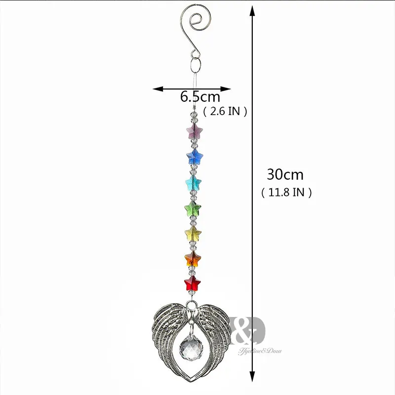 H& D чакра Кристалл ангел-хранитель стекло Радуга производитель Коллекция с хрустальными шариками Висячие Suncatcher для окна