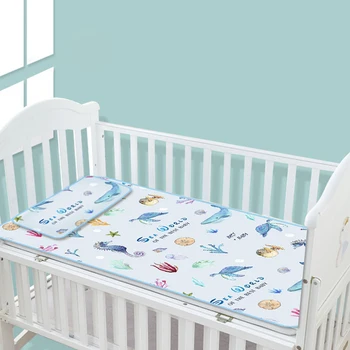 

Newborn Cartoon Waterproof Diaper Pad Summer Washable Ice Silk Baby Mattress Breathable Print Pad Mat Set with Pillow