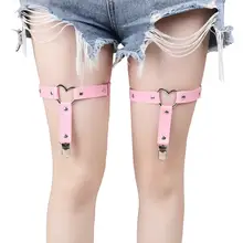 Пикантная обувь; цвет розовый; кожаная портупея металлическая пряжка на ремень портупея чулки, в стиле панк, готика, регулируемый Клубная Одежда для танцев Для женщин ремень