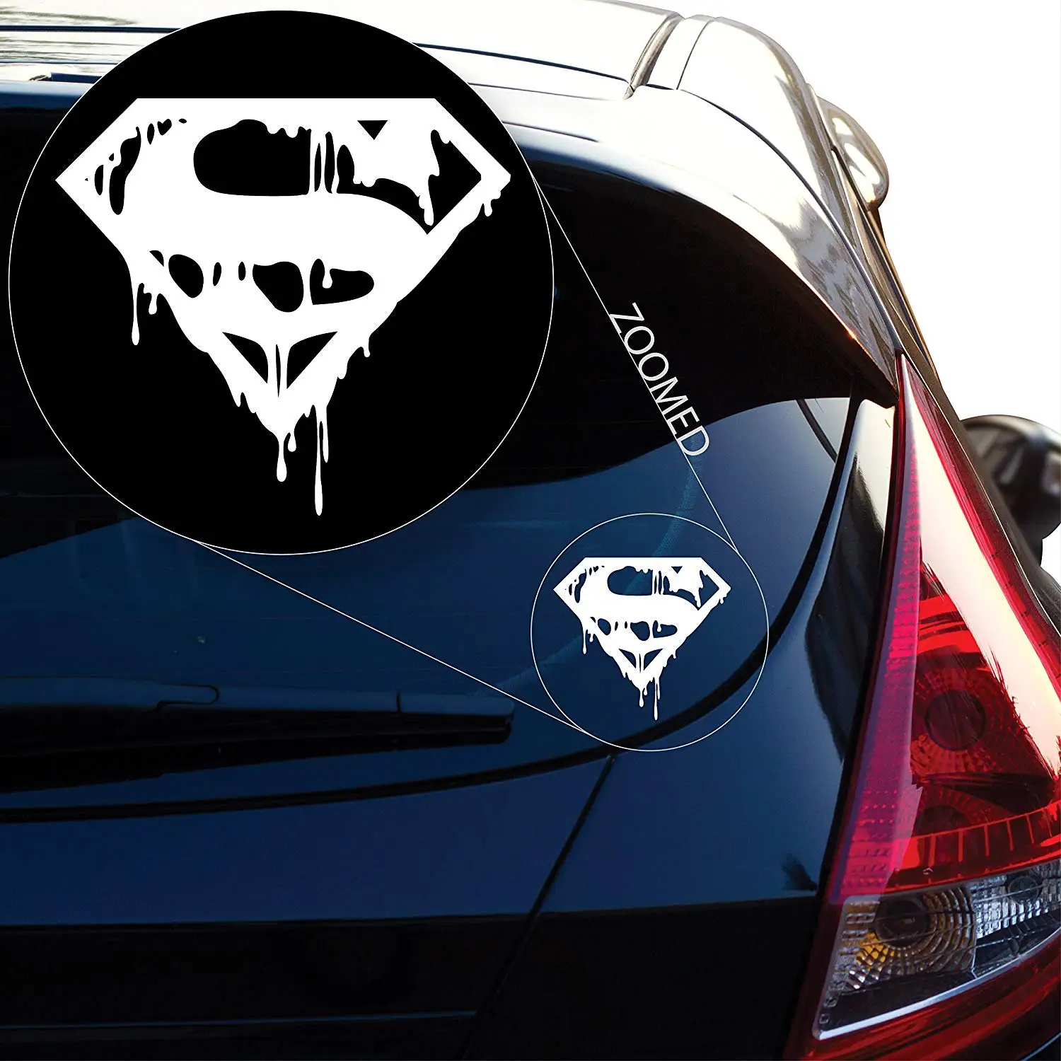 

Superman's Death In Vinyl Decal Sticker(4" X 4.3", White) car stickers funny car stickers
