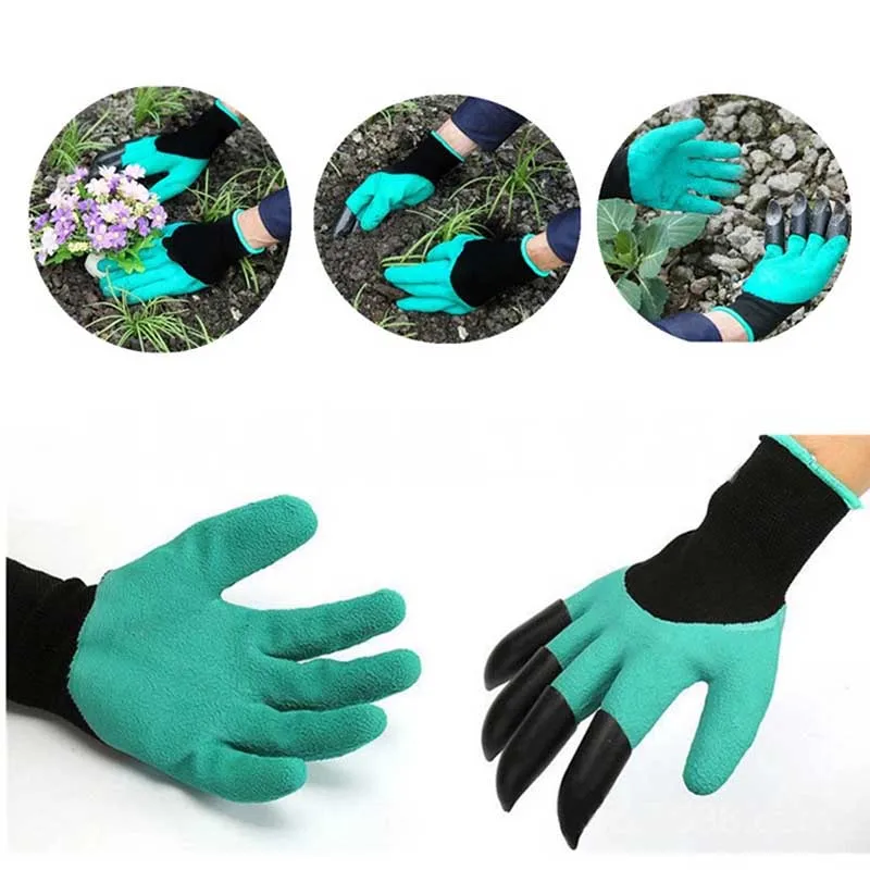 

Latex gloves Builders Garden Genie Gloves With Plastic Claws For Digging Planting Gardening Work Glove Garden Household Products