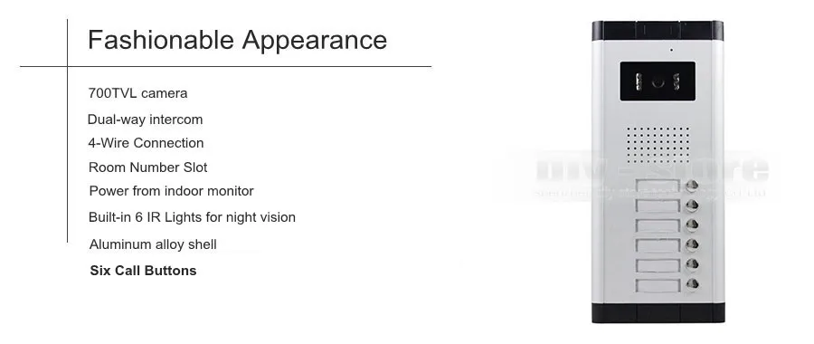 Diysecur 4.3 дюймов 4-проводной Квартира видео-телефон двери аудио и видео домофон Системы ИК Камера для 6 семей