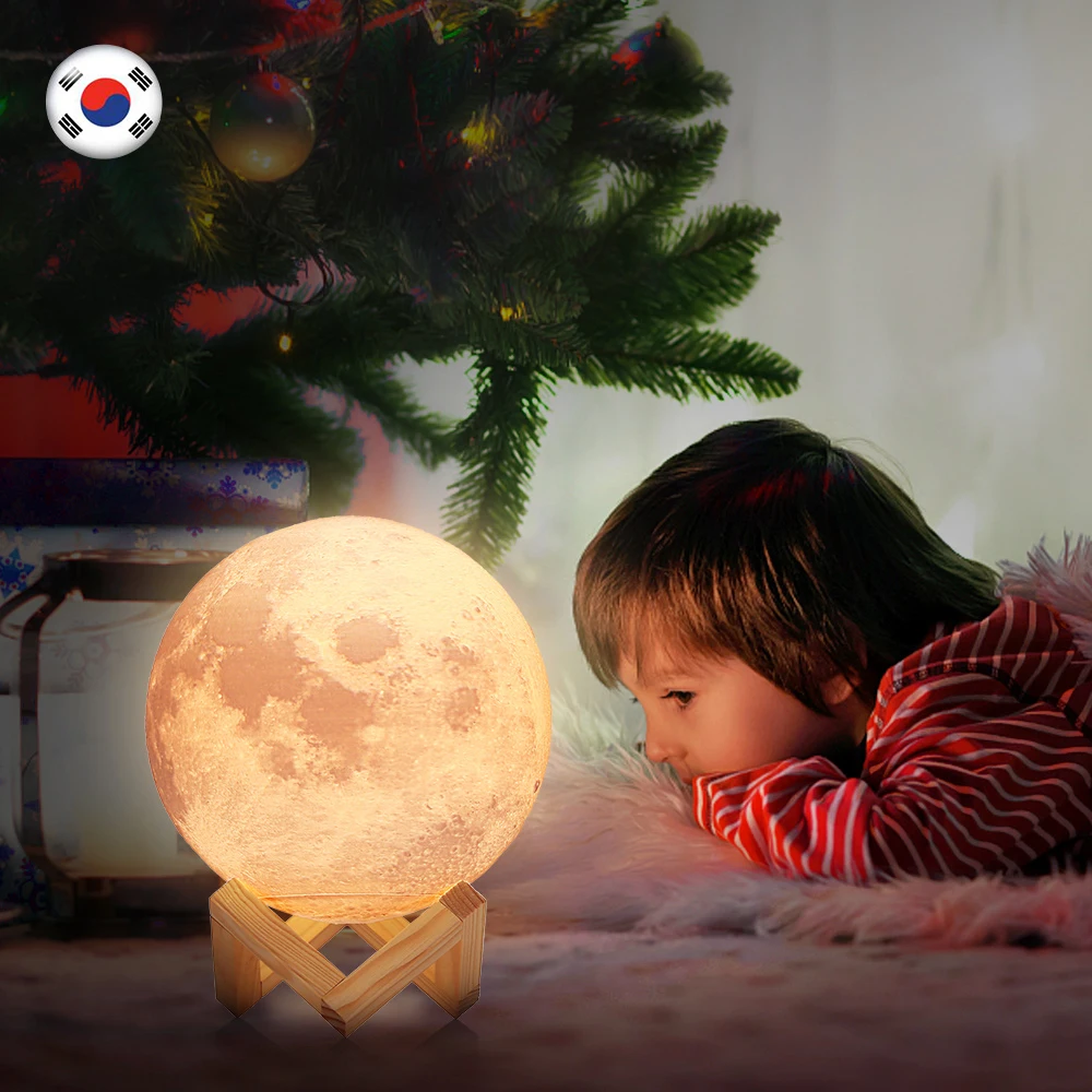 cheap Finether New Rechargeable Touch Switch 3D Print Moon Lamp 2 Color Change Bedroom Bookcase Night Light Home Decor Creative Gift