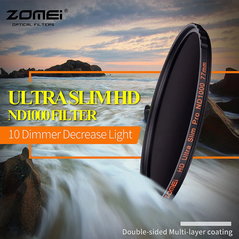 

ZOMEI HD MC ND1000 Ultra-thin 77mm Neutral Density Gray Filter 10 Stops Exposure For Nikon Canon DSLR Lens