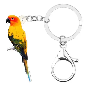 

Bonsny Acrylic Sun Parakeet key Ring Parrot Bird Chains Keychain Fashion Animal Jewelry For Women Girls Bag Wallet Pendant