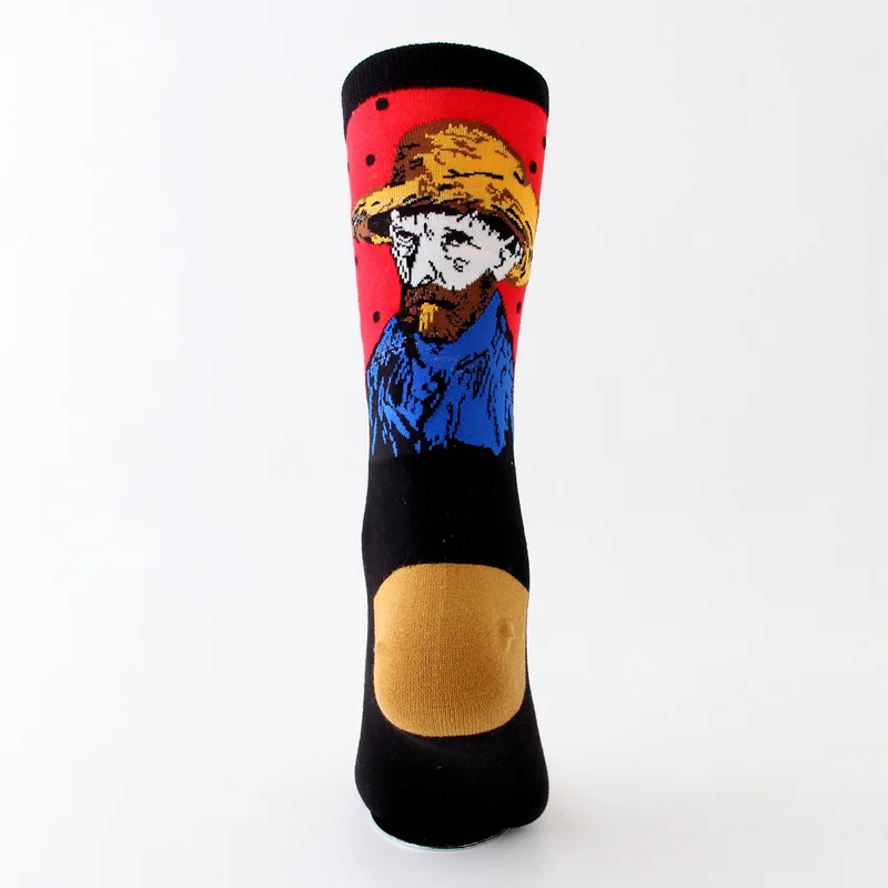Горячая осень зима Ретро Женщины Искусство Ван Гог Фреска всемирно известная серия масляной живописи мужские носки забавные носки - Цвет: J