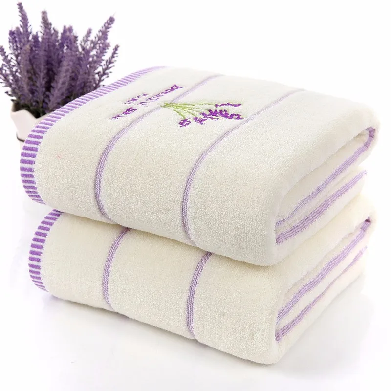 Terry Cloth Cotton Towel Set, Small Face Hand Towel, Lavender Purple and White, Home Bath Towels Bathroom, Absorbent, 2pcs/set 6