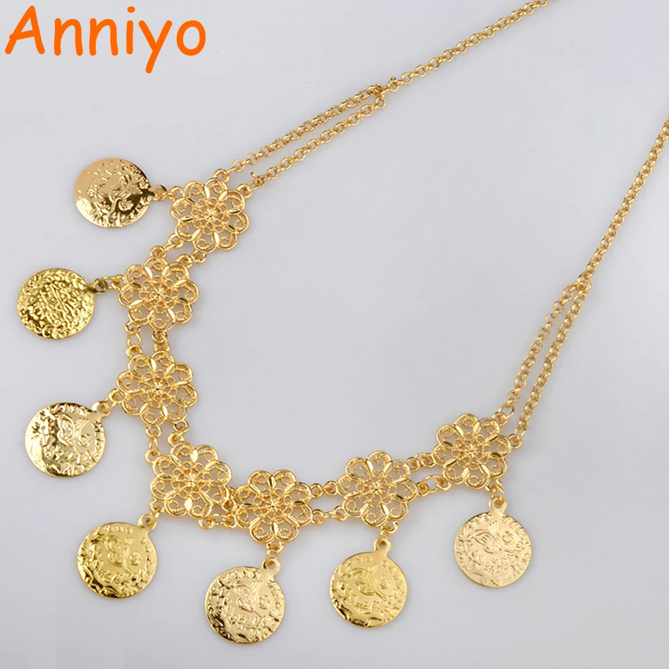 Anniyo Turkische Lira Munze Halsketten Fur Frauen Gold Farbe Turkische Schmuck Machen Geld Geschenk Gluck 010601 Coin Necklace Necklaces For Womengold Necklace For Women Aliexpress