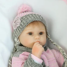New Soft Silicone Vinyl Dolls 16 inch 42cm Doll Reborn Baby hat braids Girl Handmade Cotton