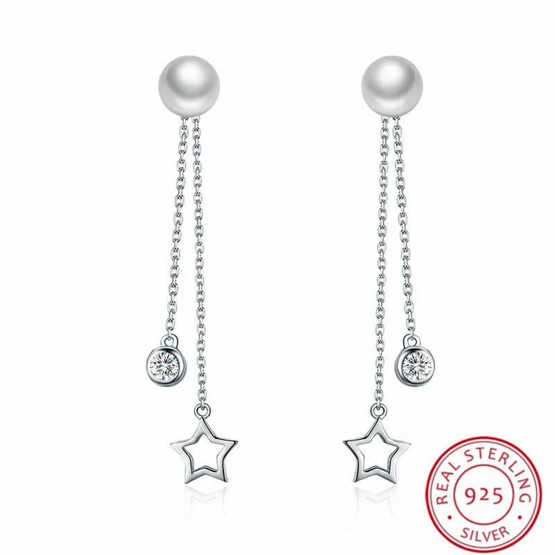 

100% Aunthetic 925 Sterling Silver Long Star Earrings Drop Earrings For Women Party Jewelry Gift pendientes para las mujeres