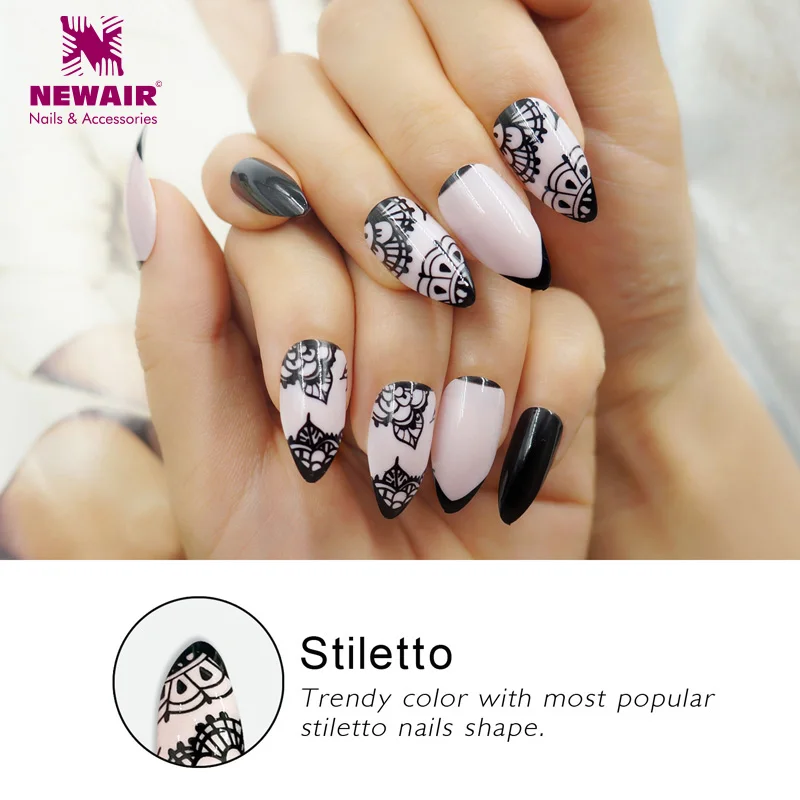 Stiletto Nails полное покрытие накладные ногти с клеем акриловые ногти УФ длинные искусственные накладные ногти Fuax Ongles