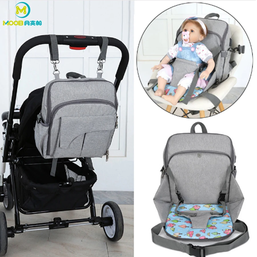 

Diaper Bag Backpack Baby Dining Seat Folding Changing Bag Diaper Backpack Usb Mummy Matemity Newborn Baby Nappy Bag MOOB