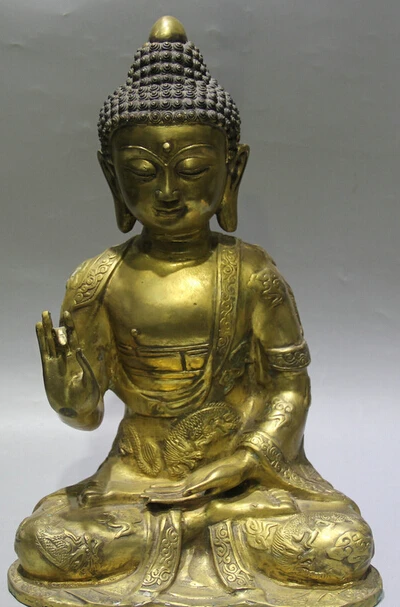 

JP S61 17" Tibet Tibetan Buddhism Bronze Gild Seat Shakyamuni Amitabha Buddha Statue Discount 35%