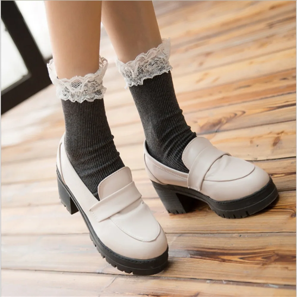 Fashion Winter Warm Socks Women Lady Girls Cotton Ankle Lace Socks