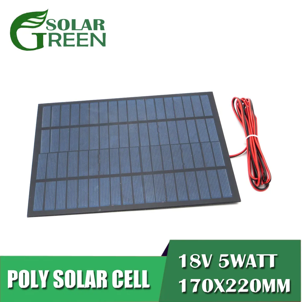 

18V 5Watt with 200cm extend cable Solar Panel Polycrystalline Silicon DIY Battery Charger Module Mini Solar Cell wire toy