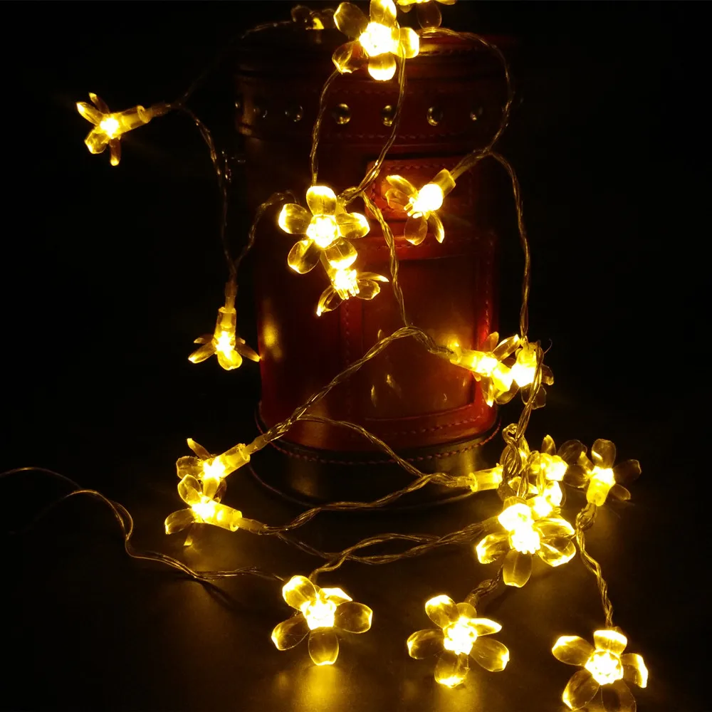 LED String Light Colorful Cherry Blossom Flower Fairy LED Christmas Lights For Garland Decoration Lamp- yellow lighting 1-2