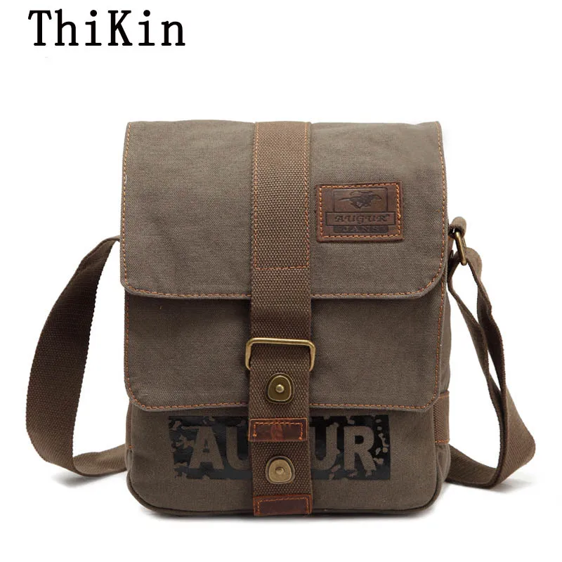 Augur Stylish Crossbody Bag Multifunctional Men Canvas Single Strap Bag All match Satchel