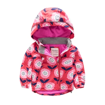 

M73 Winter Fashion Cotton Print Thick Polar Fleece Lining Jacket child Hoodies Warm Girl Coat Boy Tops kids Outwear Windbreaker