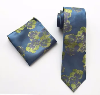 

New Design Gentlemen Floral Necktie Set Beautiful Embroidered Flowers Ties with Handkerchief