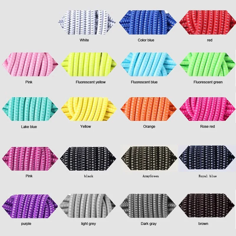 1 Pair Night Glow Elastic Shoelaces Shoestrings /Jogging/Triathlon/Sport Fitness Multicolor Lace Black Buckle Locking Shoe Laces