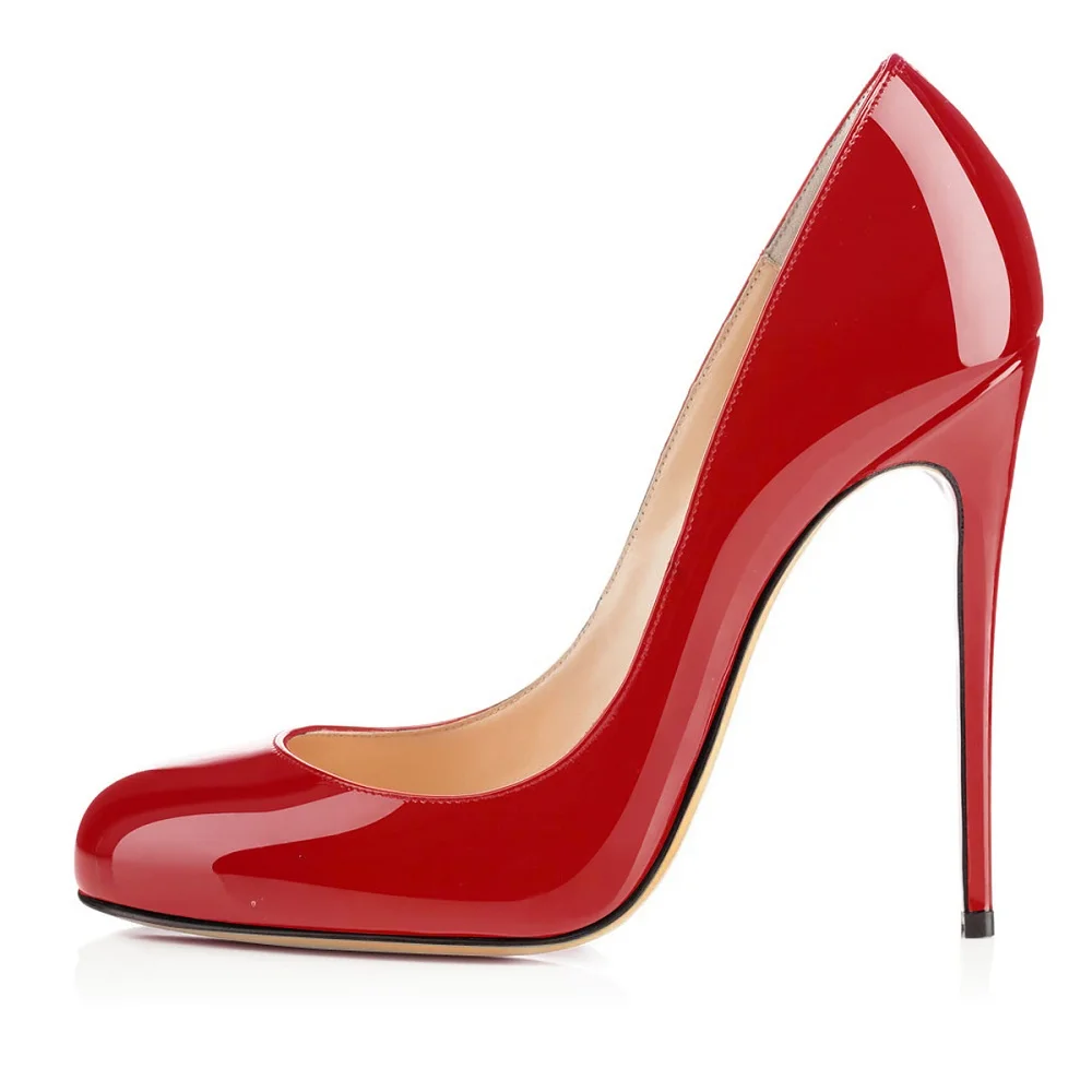 Amourplato/женские модные туфли-лодочки ручной работы на высоком каблуке 120 мм; вечерние туфли-лодочки на шпильке с круглым носком; цвет черный, бежевый - Цвет: Red