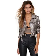 Женская серебряная ветрозащитная Глянцевая Весенняя женская кожаная куртка, одежда в стиле панк, локомотив, короткие пальто, искусственная кожа, верхняя одежда mujer