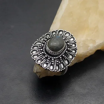 

Hermosa Vintage Solitaire Black Labradorite Lovely Fashion For Women Ring 9# A320