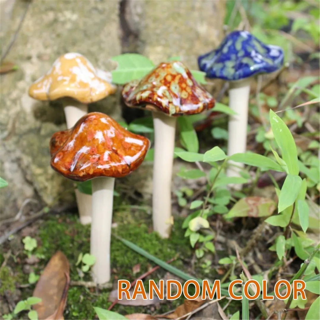4X12cm DIY Ceramic Toadstools Mushroom Fairy Ornament Yard Garden Plant Pots Decor Ceramic Toadstools Mushroom