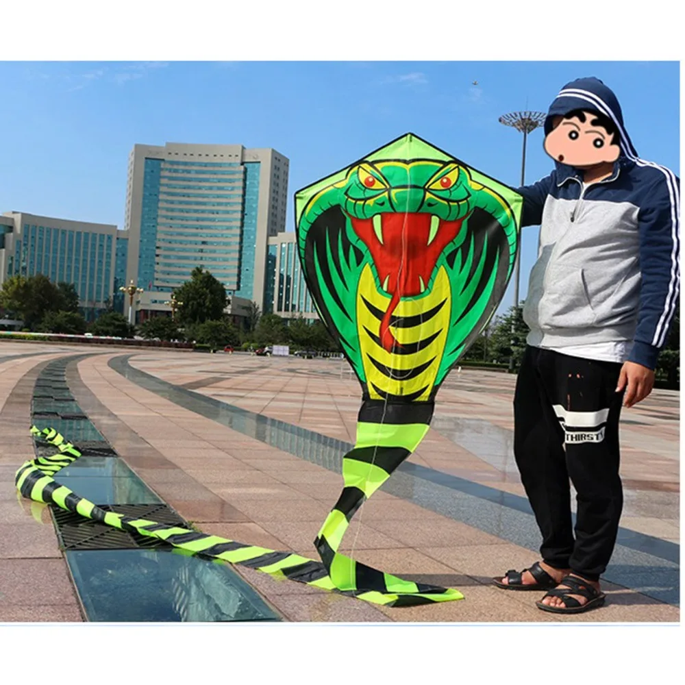 

Kite 15m Large Cobra with Handle Line Outdoor Toy for Adult Snake Kite Triangle Long Tail Kite Toy Children Cartoon