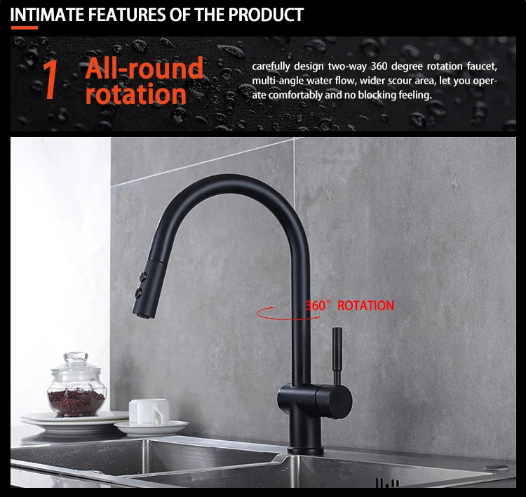 

OLMEY 2-Functions Commercial Kitchen Faucet with Pull Down Sprayer, Single Lever Single Hole Sink Taps Kitchen Mixer 34