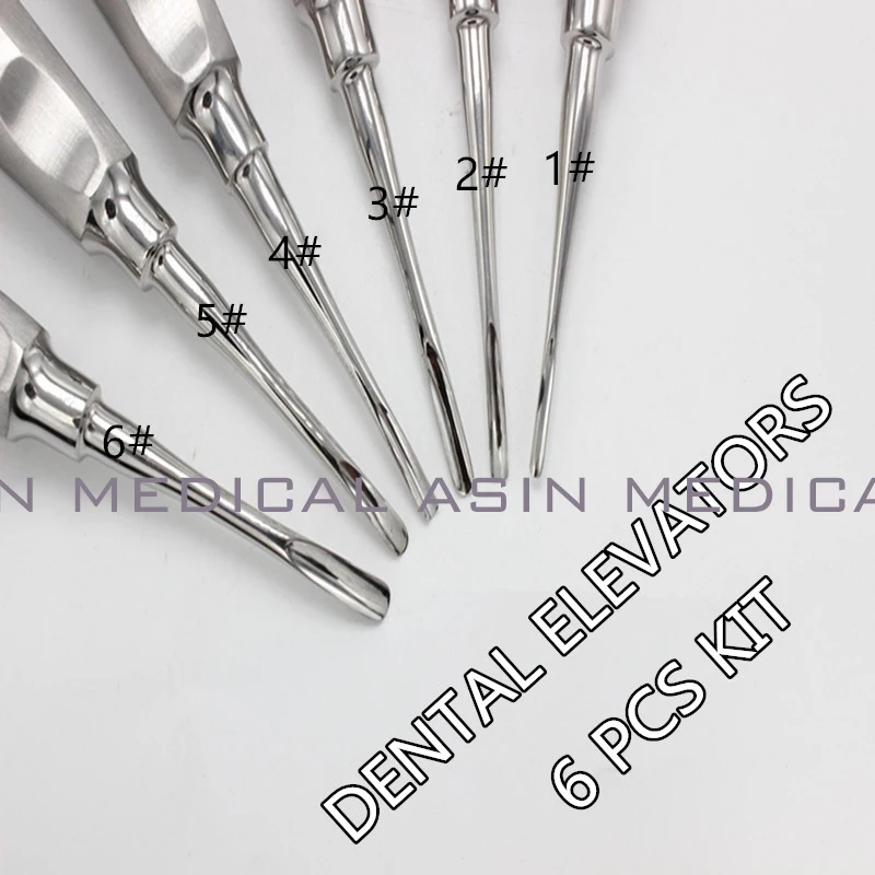

6 pcs/ kit dental lab dentistry dentist dental detista equipment for teeth whitening curved ROOT ELEVATOR
