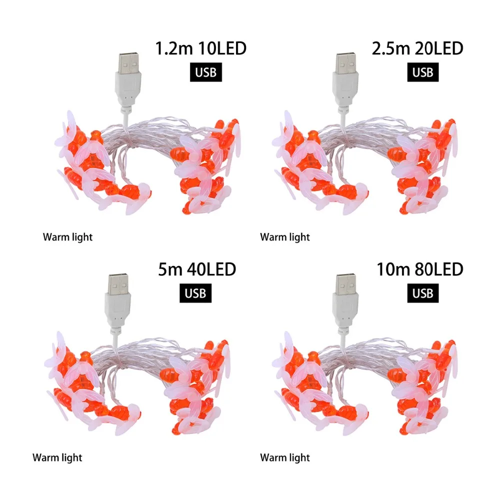 30 светодиодный 6,5 м имитации медовых пчел солнечной энергии струнная лампа сказочные огни батарея гирлянды Сад Рождество праздник Декор открытый