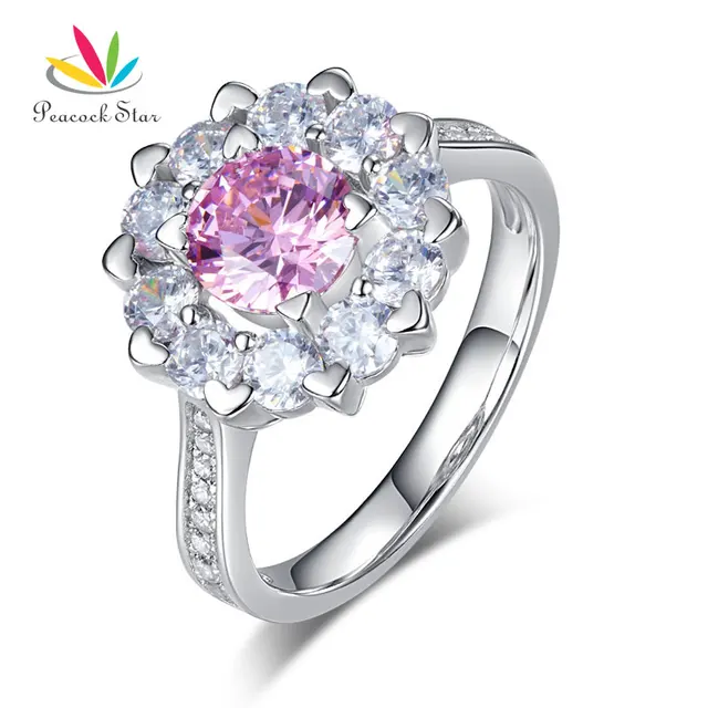peacock star snowflake 925 sterling silver wedding promise anniversary ring 1 ct fancy pink stone cfr8264 - 25th Wedding Anniversary Rings peacock star snowflake 925 sterling silver wedding promise anniversary ring 1 ct fancy pink stone cfr8264 - 25th Wedding Anniversary Rings