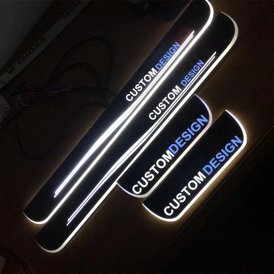 

2 pcs cool!!! custom LED running Door Scuff Sill Plates Step Plate Protector Sticker light for Lexus RX350