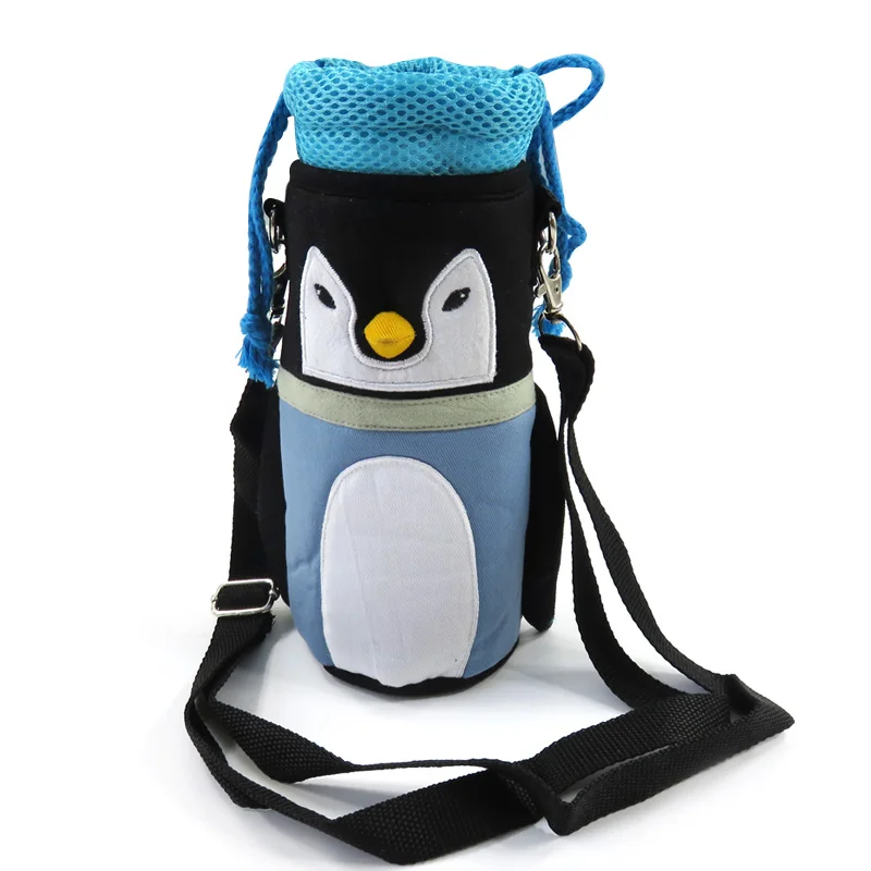 Детская мультяшная кормушка чашка, бутылка для воды термопакет сохраняет тепло термол хранения изоляции бутылка для сумки крышка - Цвет: Black Penguin