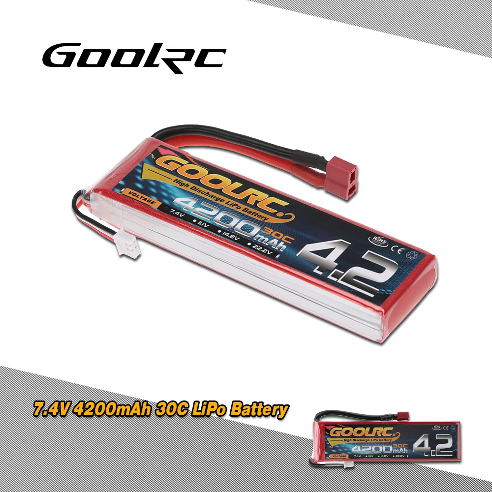 

Original GoolRC 4200mAh 30C LiPo Battery 7.4V 2S with T Plug for RC Car Boat Truck