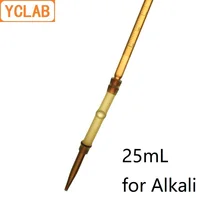 YCLAB 25 мл буретка с резиновым соединение труб коричневое Янтарное стекло головка и наконечник для щелочи класса А лабораторное химическое оборудование