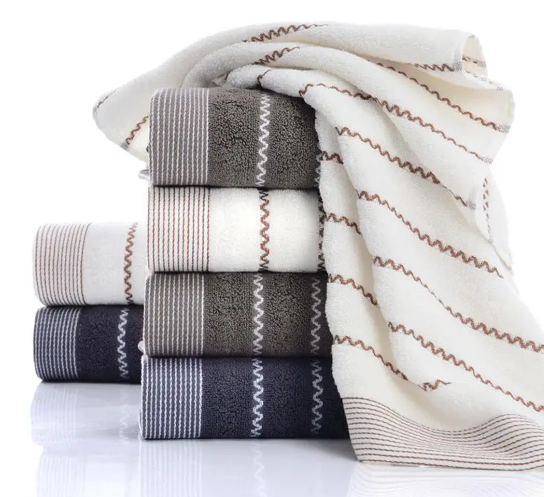 

Large Cotton Horizontal stripes Bath Shower Towel Thick Towels Home Bathroom Hotel For Adults Kids