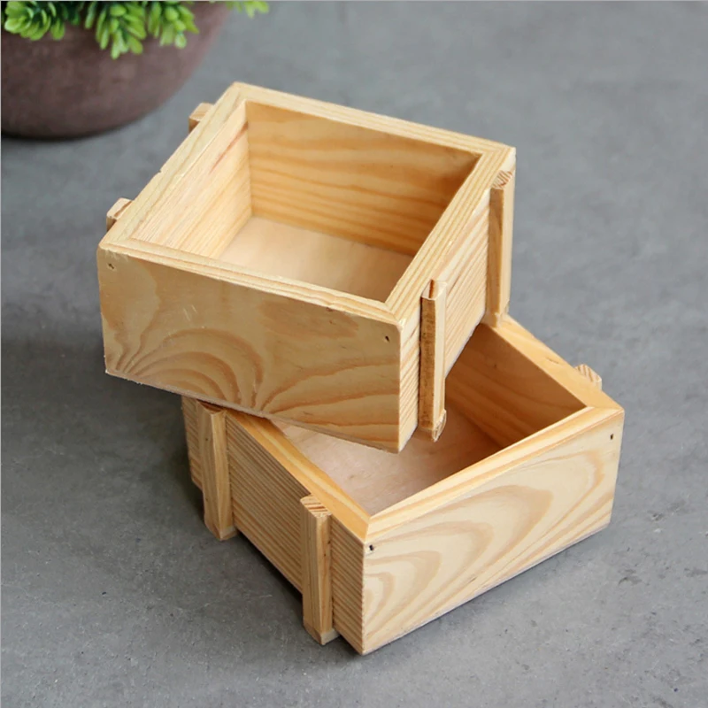2016 New Arrival Japan Style Natural Zakka Wood Box Mini Bonsai Storage