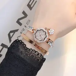 Для женщин лепесток Полный diamond Часы Дамы платье леди часы diamond люксовый бренд браслет часы женские кварцевые часы Relogio